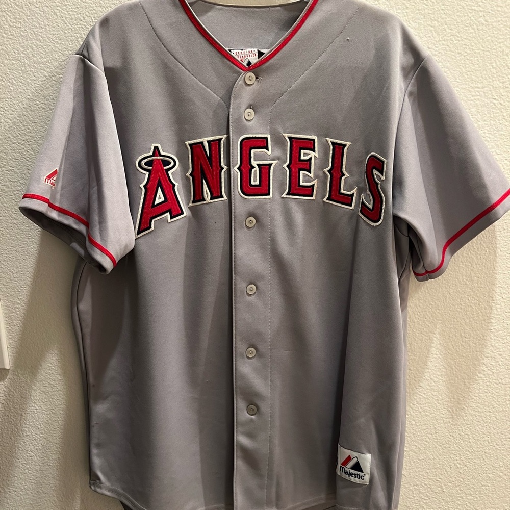 Majestic Angels Gray Baseball Jersey